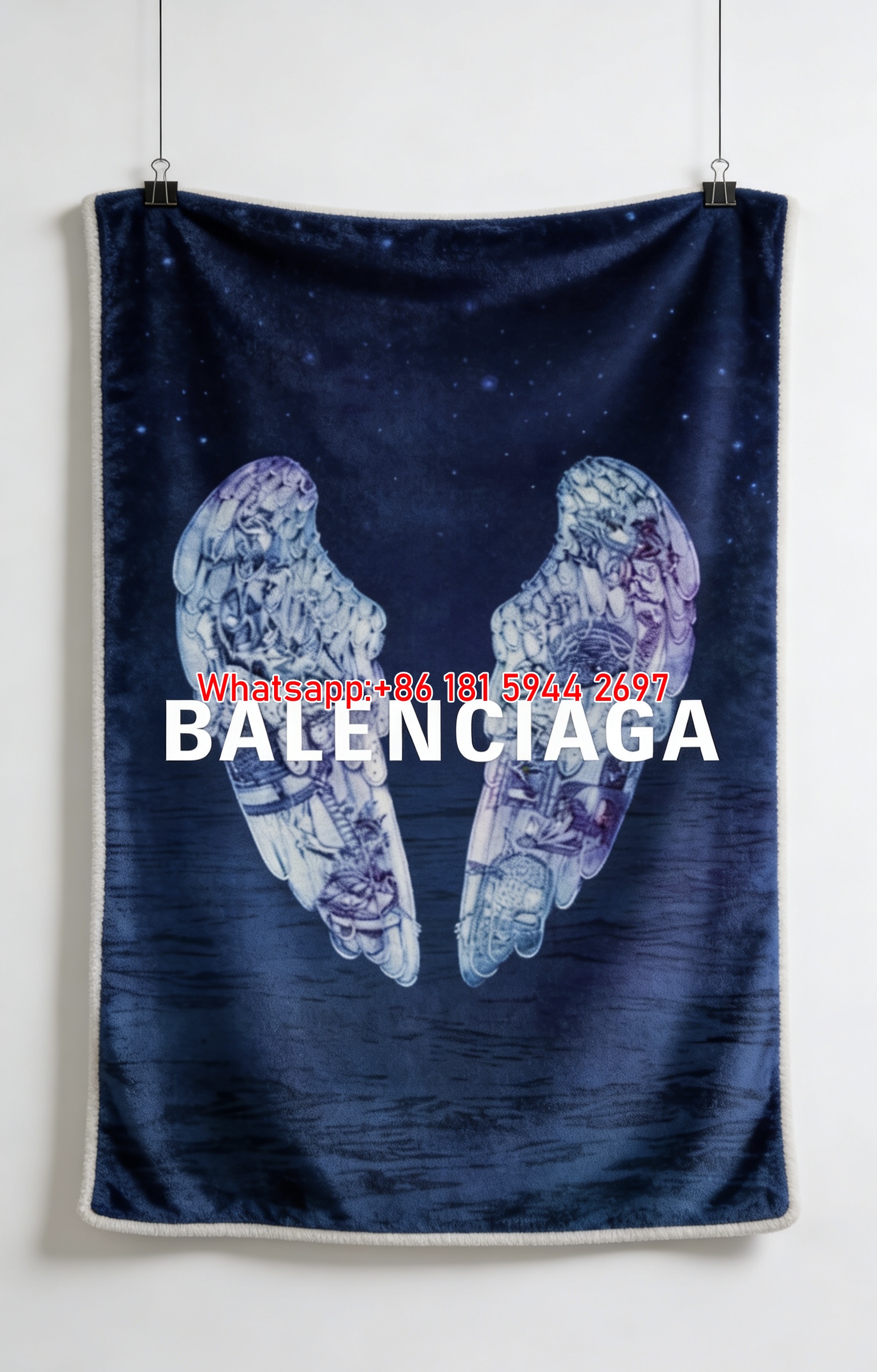 Balenciaga Mechanical Wings Night Ocean Art Flannel Throw Blanket for Sofa Wall Decor BA134